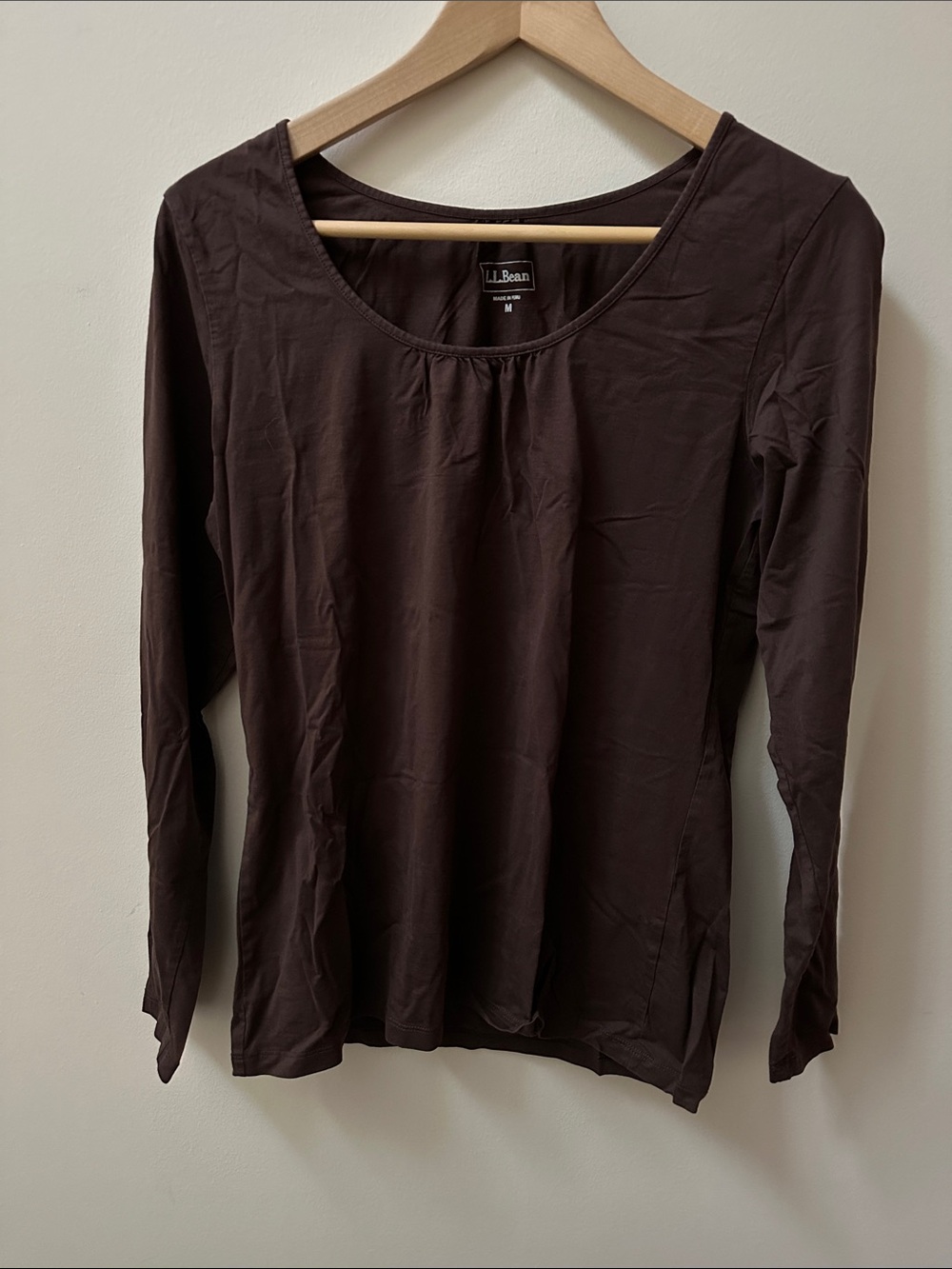 L.L. Bean Women’s Long-Sleeve Scoop Neck Top — Brown